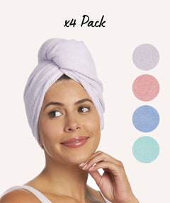 Turbie Twist® Microfiber Hair Towel 4-Pack - Absorbent and Lightweight - Turbie Twist