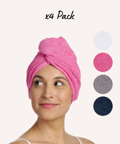 Turbie Twist® Microfiber Hair Towel 4-Pack - Absorbent and Lightweight - Turbie Twist