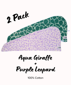 100% Cotton Turbie Twist Hair Towels - Safari 2 Packs