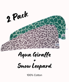 100% Cotton Turbie Twist Hair Towels - Safari 2 Packs