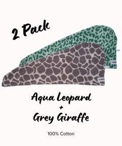 100% Cotton Turbie Twist Hair Towels - Safari 2 Packs