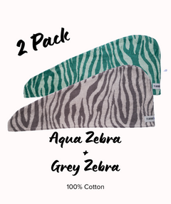 100% Cotton Turbie Twist Hair Towels - Safari 2 Packs