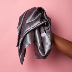 Standard size satin pillowcase with zipper closure, Grey.