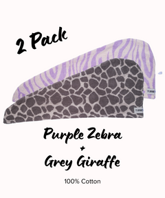 100% Cotton Turbie Twist Hair Towels - Safari 2 Packs