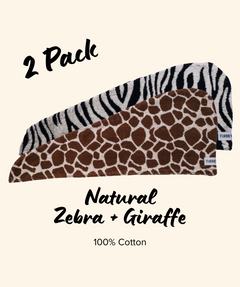 100% Cotton Turbie Twist Hair Towels - Safari 2 Packs