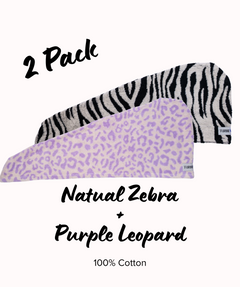 100% Cotton Turbie Twist Hair Towels - Safari 2 Packs