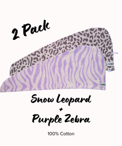 100% Cotton Turbie Twist Hair Towels - Safari 2 Packs