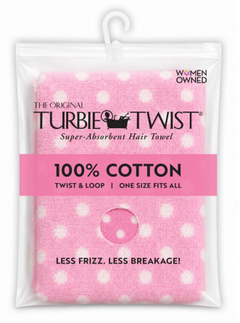 100% Cotton Turbie Twist Hair Towel - Pink Polka Dot