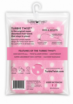 100% Cotton Turbie Twist Hair Towel - Pink Polka Dot