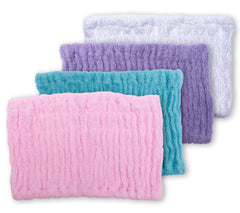 100% Cotton Turbie Band Headband in Pink, Aqua, Purple, and White.