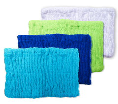 100% Cotton Turbie Band Headband in White, Bay Blue, Tropical Green, and Nautical Blue.
