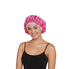 Pink with white polka dots Stylin' Shower Cap